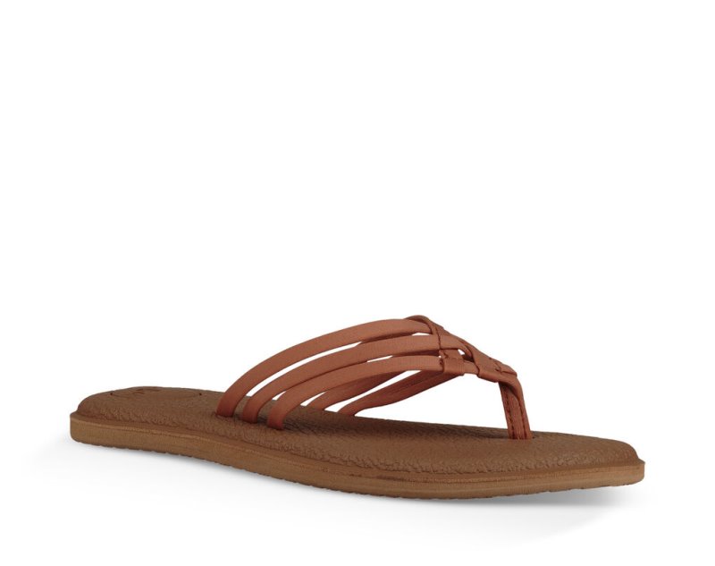 Sanuk Womens Yoga Salty Brown Flip Flops | QZROMF106